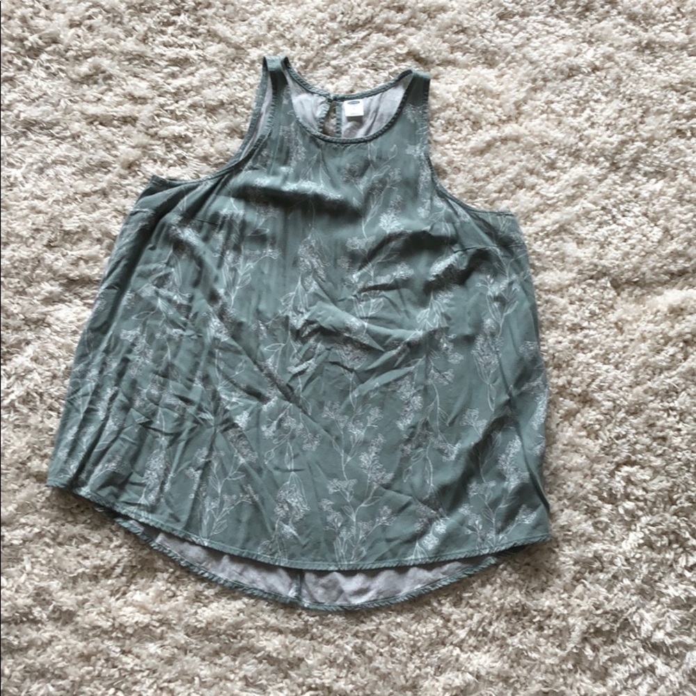 Green Floral Print Tank Top